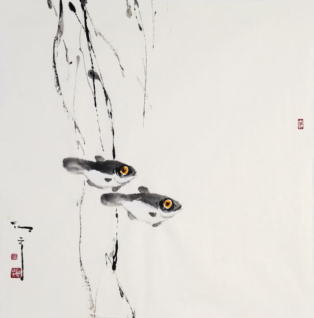 Painting of a cat - Flowers and Animals 花卉与动物 by Ling Yang Chang